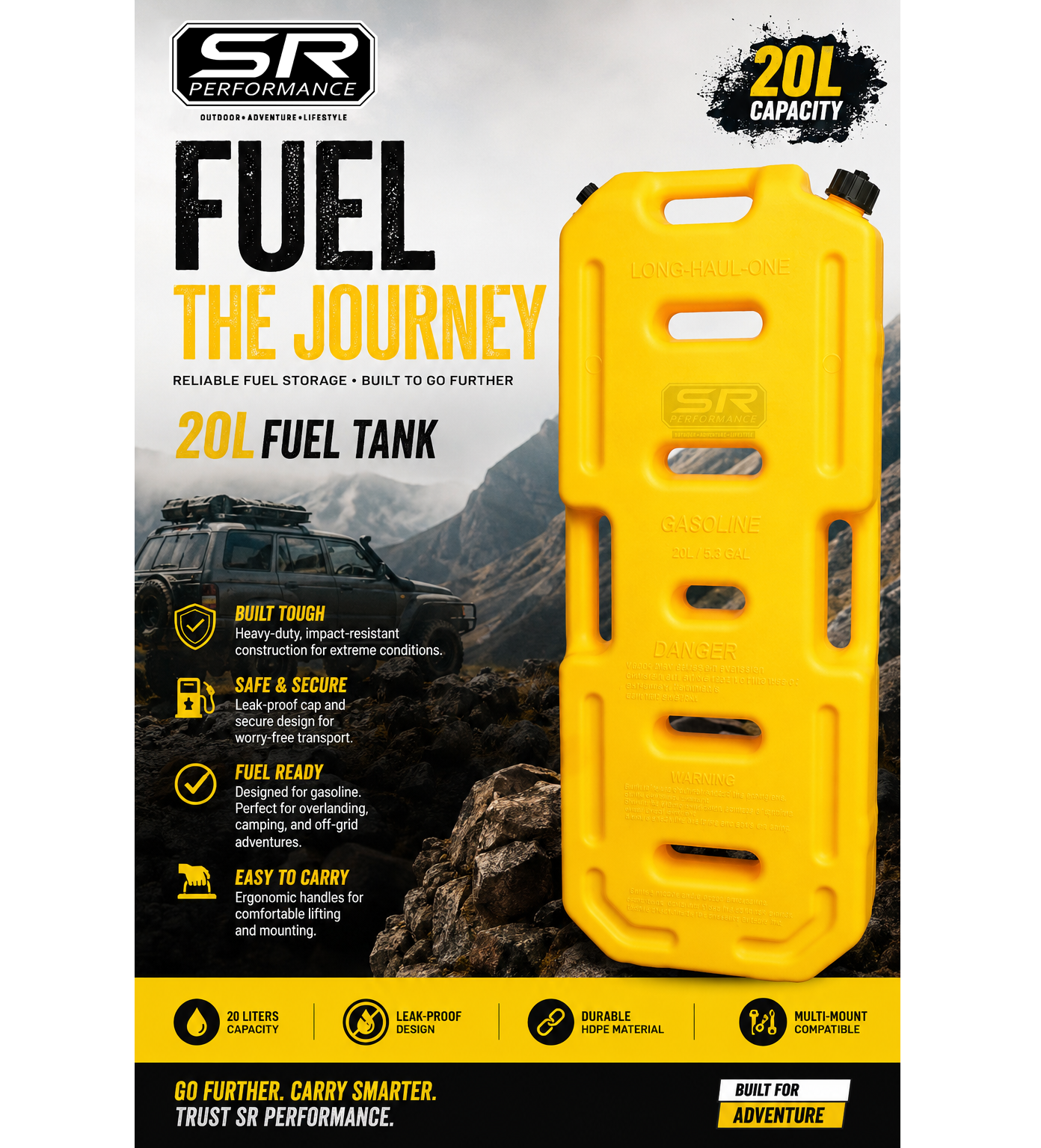 UNIVERSAL FUEL TANK 20L YELLOW